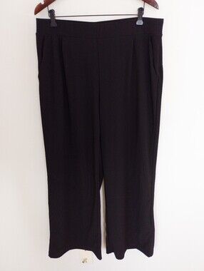 HALARA Flex High Waisted Body Sculpt Wide Leg Micro Waffle Work Pants Black XL